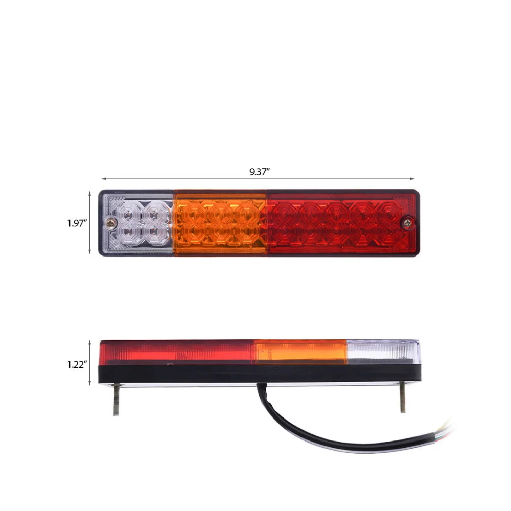 20-LED Truck Trailer Tail Light Turn Signal Reverse Brake Light, Stop Rear Flash Lamp,3W 12V Red-Amber-White Waterproof