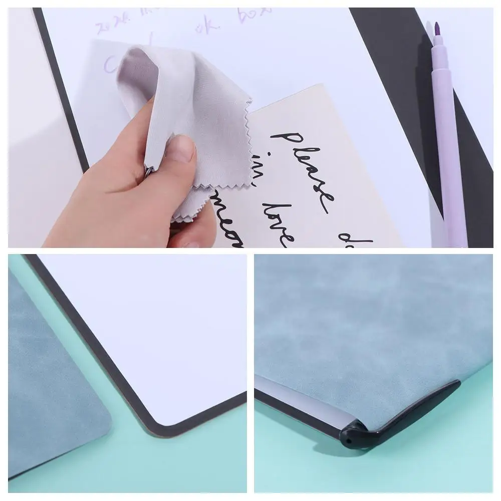 Flexible Remind A5 Whiteboard Notebook Erasing Business Folding Writing Board Reusable Leather Whiteboard Notepad Students