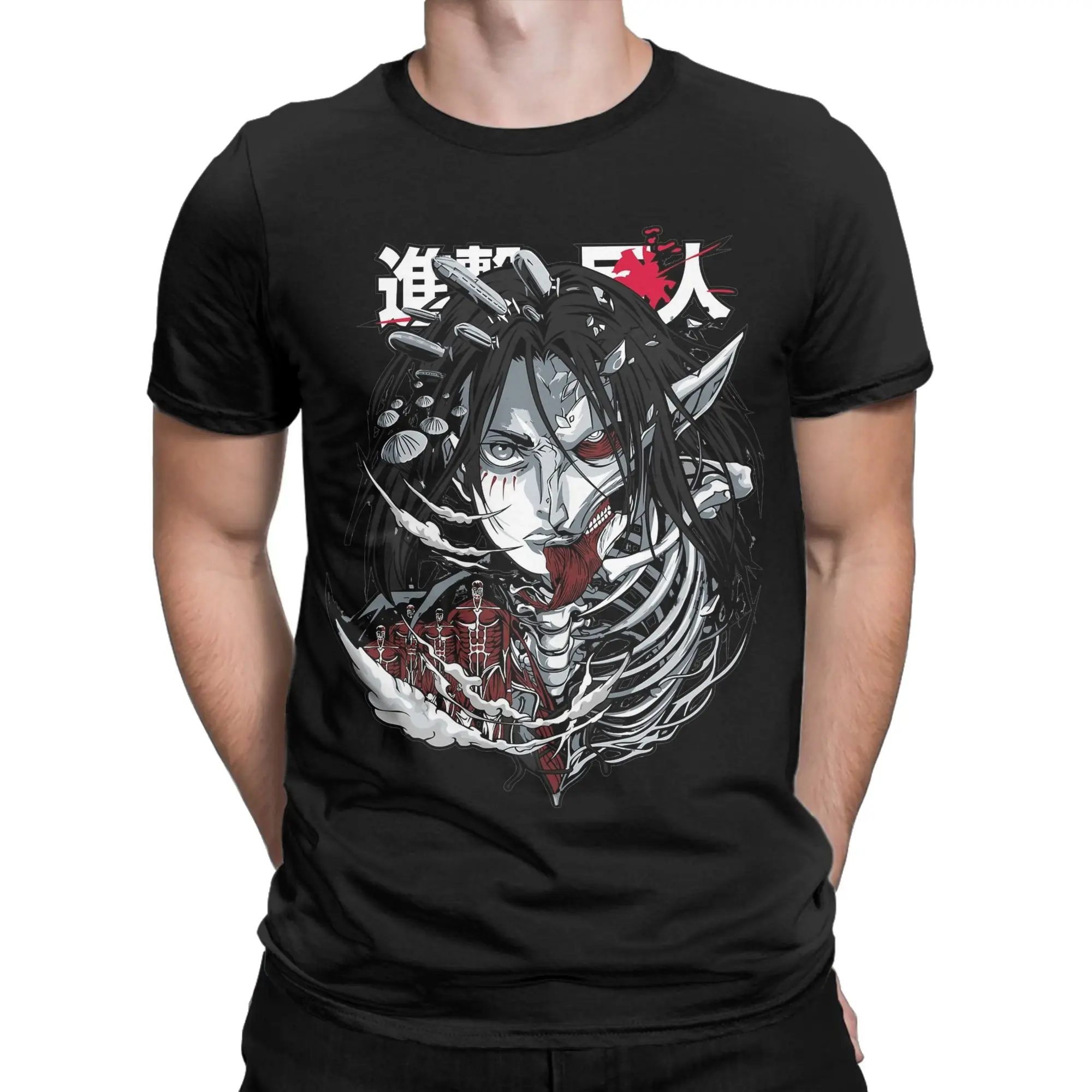 Men Attack On Titan T Shirt Anime Pure Cotton Clothes Creative Short Sleeve O Neck Tees New Arrival T-Shirts