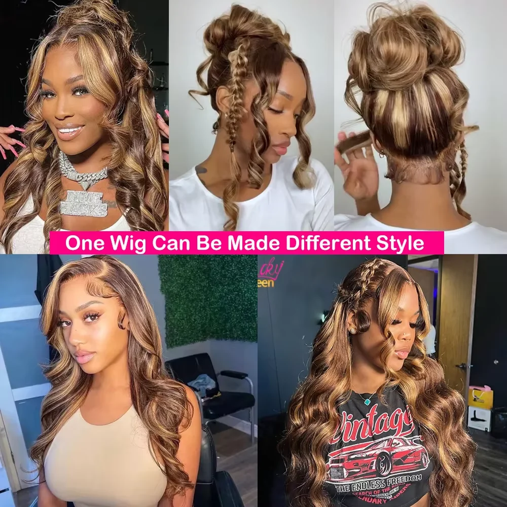 200% Highlight Wig Bone Straight 360 Full Hd Lace Front Wig 30 40 Inch 13x6 Colored Lace Frontal Human Hair Wigs 4/27 Blonde Wig image 5