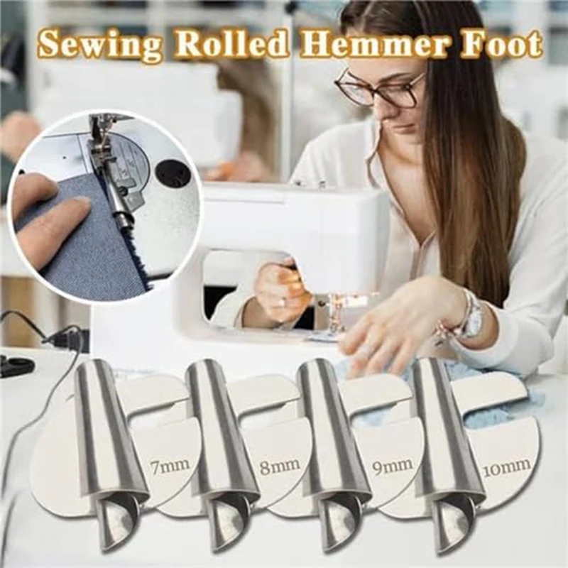 

8Pcs Universal Sewing Rolled Hemmer Foot, 3-10mm Rolled-Hem Presser Foot, Sewing Machine Wide Rolled-Hem Presser Foot E