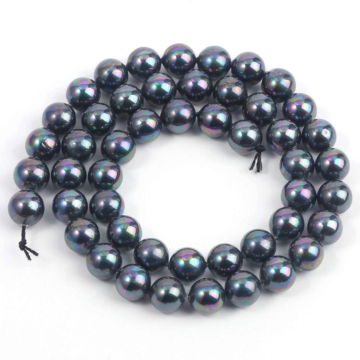 Natural Round Smooth Black Rainbow Shell Pearl Beads For Jewelry Making Choker Making Diy Bracelet  Jewellery 15\'\' 6/8/10/12mm