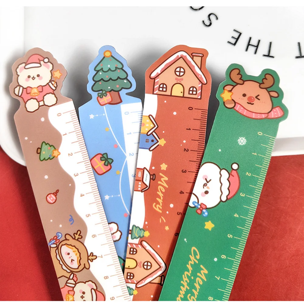 Cartoon Christmas Magnetic Ruler Cute Christmas Elk Soft Ruler Elementary School Drawing Learning Measuring Tool 15cm