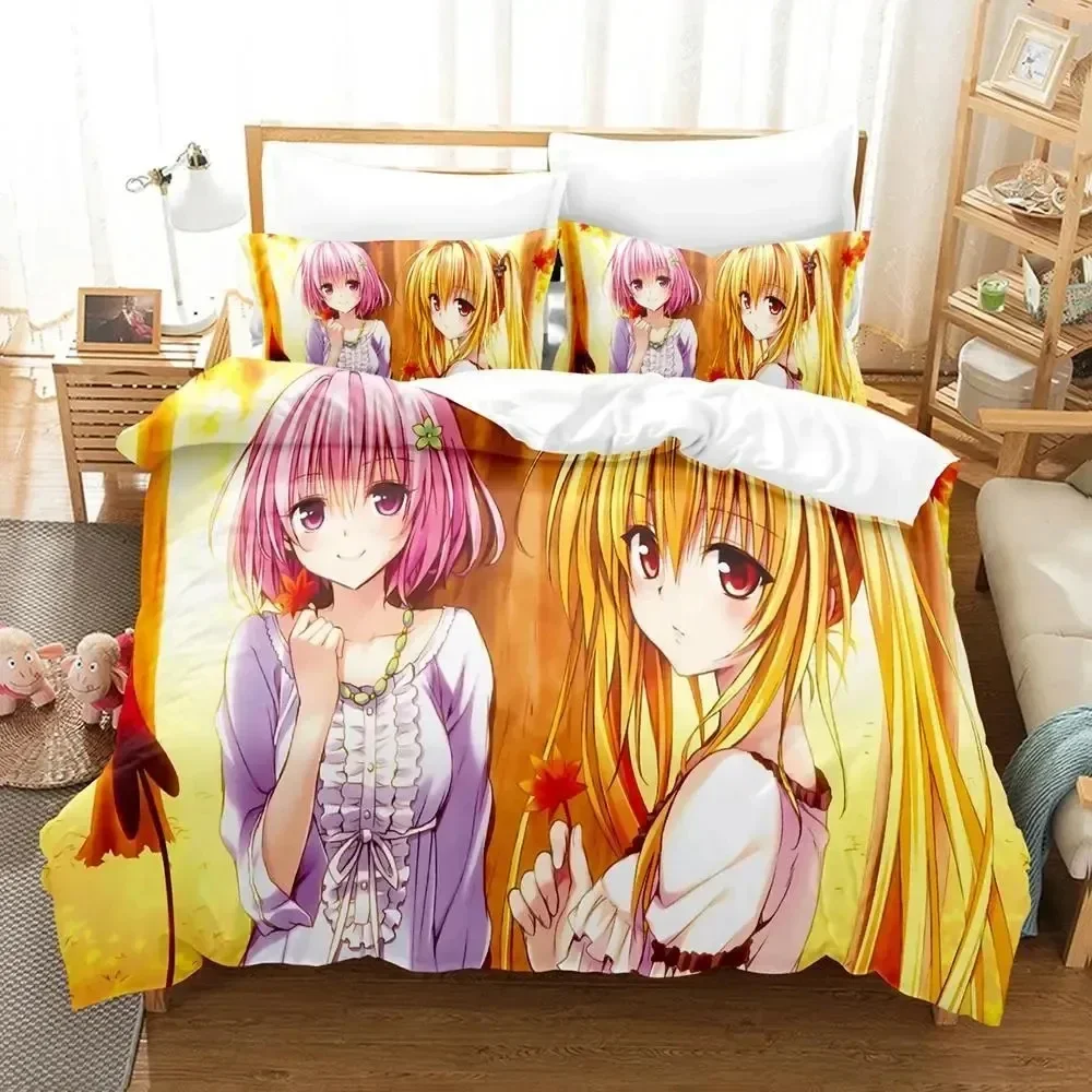 

Anime Yami To LOVE-Ru Comfortable Duvet Quilt Cover Pillowcase Bedding Set Children Bedroom Decoration Home Textile