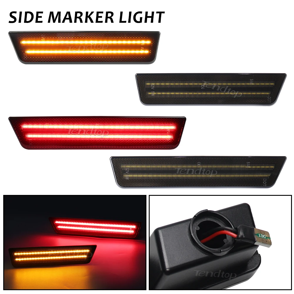 LED Side Marker Light Front Rear Bumper Lamp Parking Light Indicator Amber Red For Dodge Challenger 2008-2014