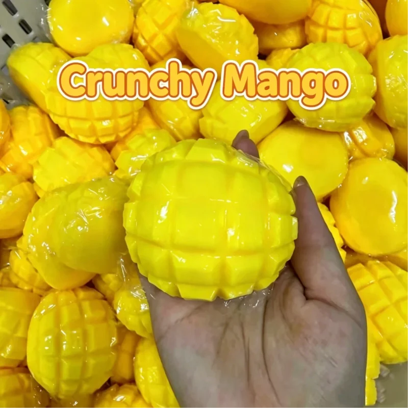 Crunchy Mango Handmade Squishy Fidget Ball Block Filling Crispy Sound Squeeze Ball Crinkly Noise Stress Relief Ball For Adults