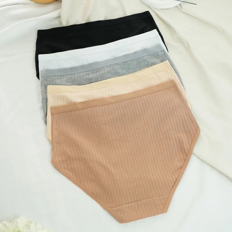 3 ks/sada dámských kalhotek s vysokým pasem, bavlněné kalhotky, jednobarevné spodní prádlo, dámské sexy spodní prádlo M-XXL, prodyšné pohodlné kalhotky - náhled 4