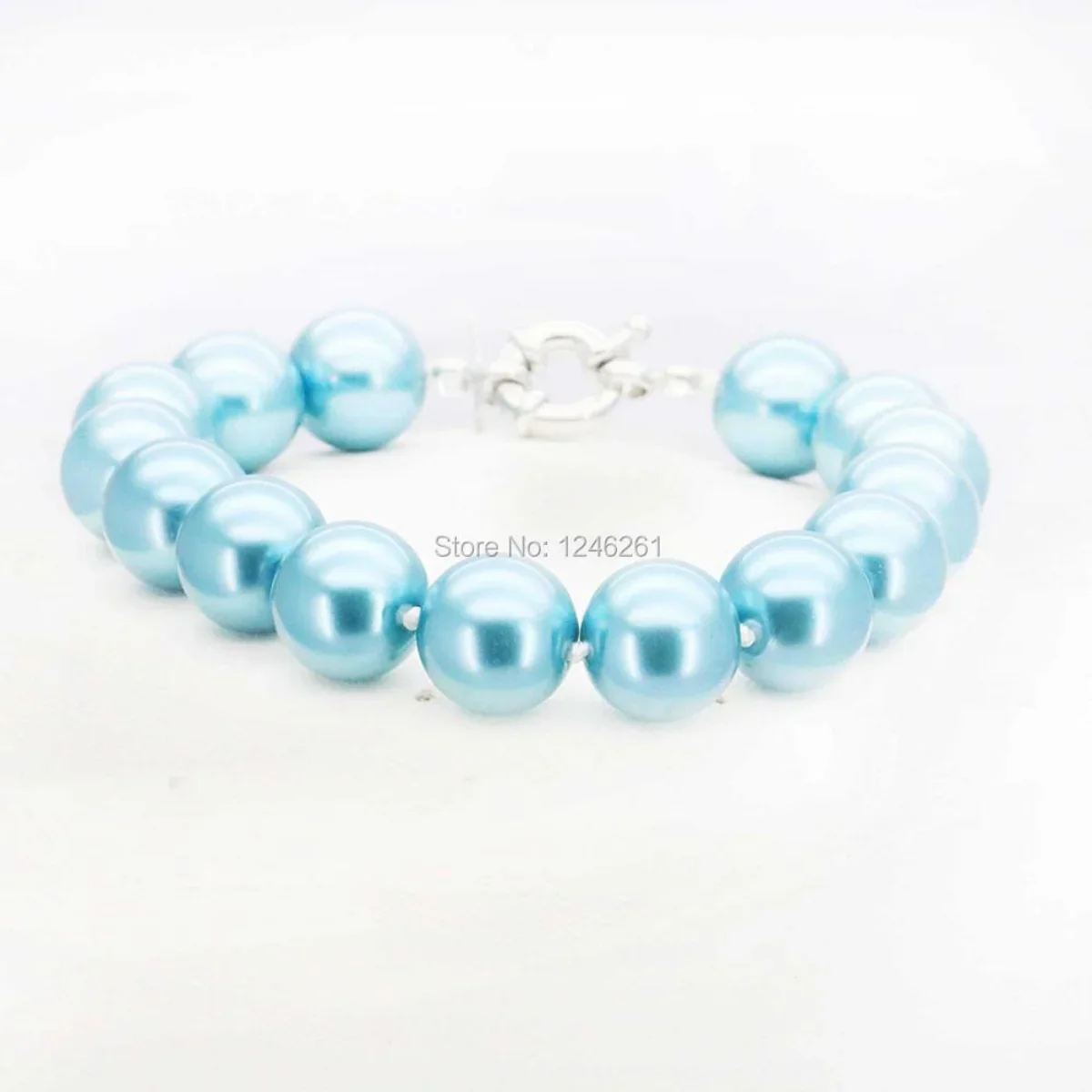 10mm SkyBlue Round Shell Pearl Beads Necklace Bracelet Earrings Sets Jewelry Making Design Christmas Gifts Girls Women Ornaments