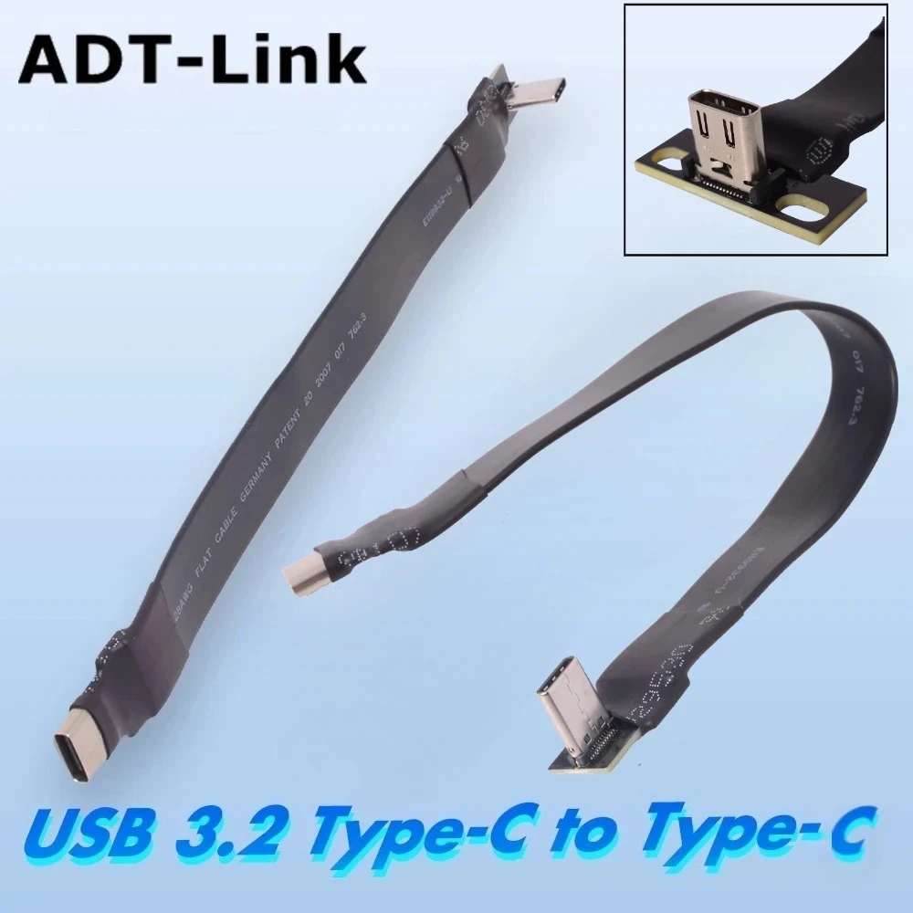 ADT 20Gbps USB3.2 Gen2 Type C à type-c câble d'extension plat 90 coude USB-C mâle femelle OTG données FPC FPV câble de photographie aérienne