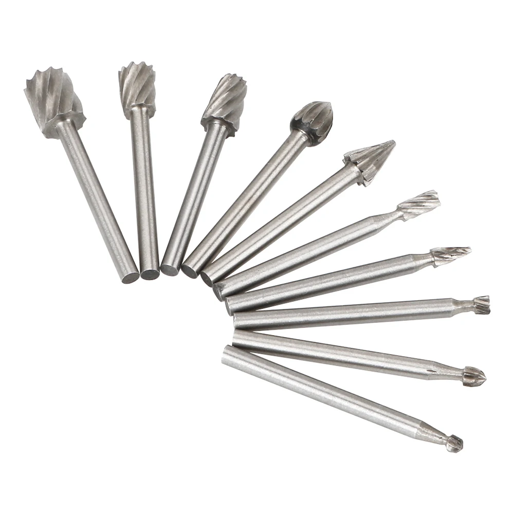 

DIYWORK High Speed Steel Woodworking Carving Tool 1/8" Shank Hand Tools Set 10pc/Set Drill Bit Rotary Burr