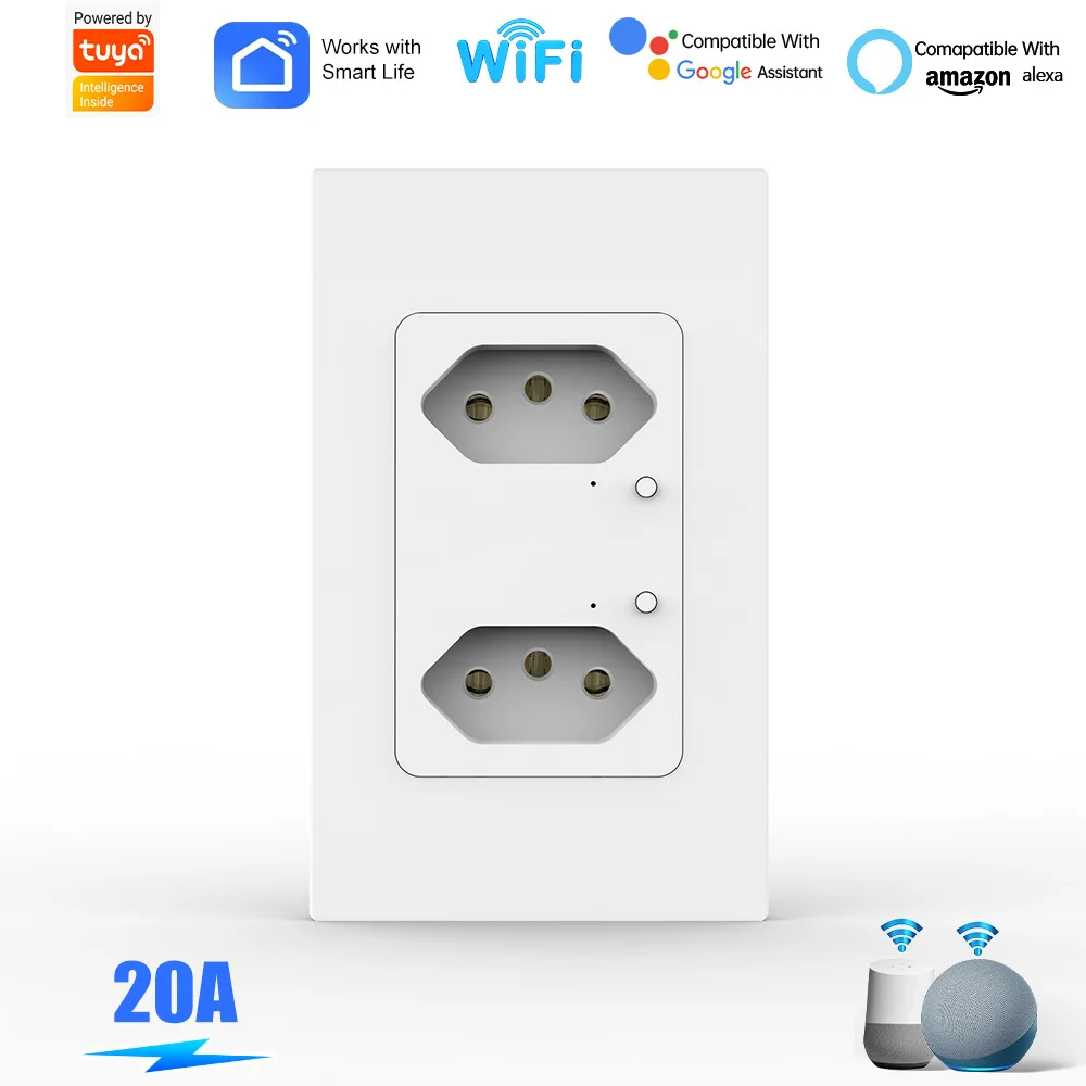 

Tuya Smart Life WiFi/Zigbee Brazil Outlet Plug Brazilian Multiple Sockets 16A/20A Timer Voice Control Work for Alexa Google Home