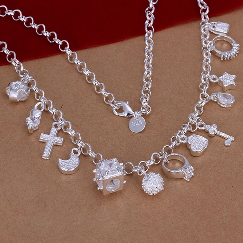 

Silver color wedding women noble luxury gorgeous charm fashion women lady wedding pendants Necklace Silver jewelry