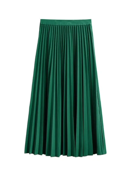 Gonna longuette a trapezio a vita alta per donna Primavera Estate Nuova gonna a pieghe in misto fibra di poliestere snellente con taglio dritto