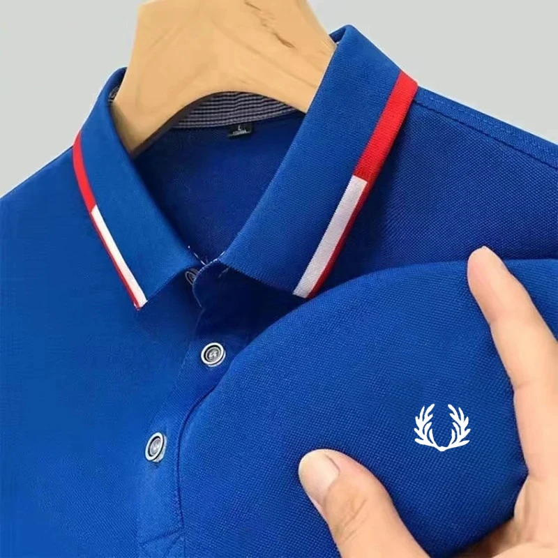 

Embroidered men's polo shirt, polo shirt, short sleeved t-shirt, comfortable and breathable, high-quality, fashionable and versa