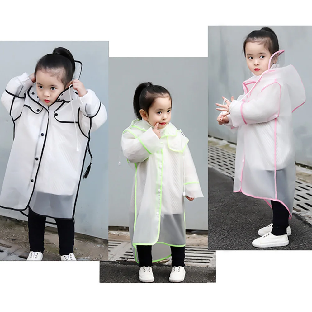 

Kids Raincoat With Hood Clear Reusable Eva Poncho Lightweight Portable One-Piece Rainwear For Children Outdoor Indoor