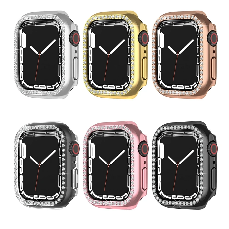 for Apple-Watch7 41/45mm for Smart Watch Shockproof for CASE Diamond Protective for shell Bling-Protector Washable Cover