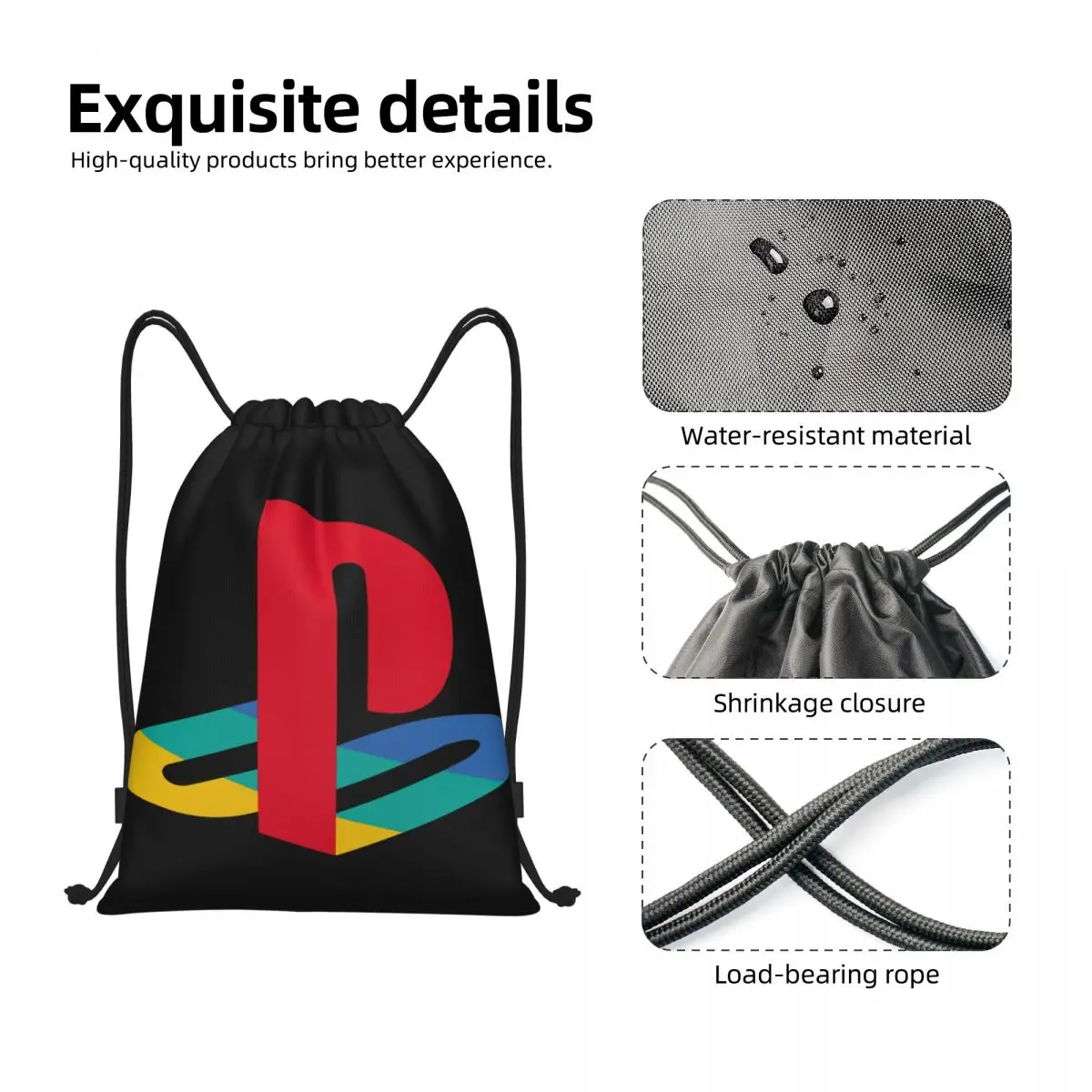 Playstations Drawstring Backpack Women Men Gym Sport Sackpack Foldable Game Gamer Gifts Shopping Bag Sack