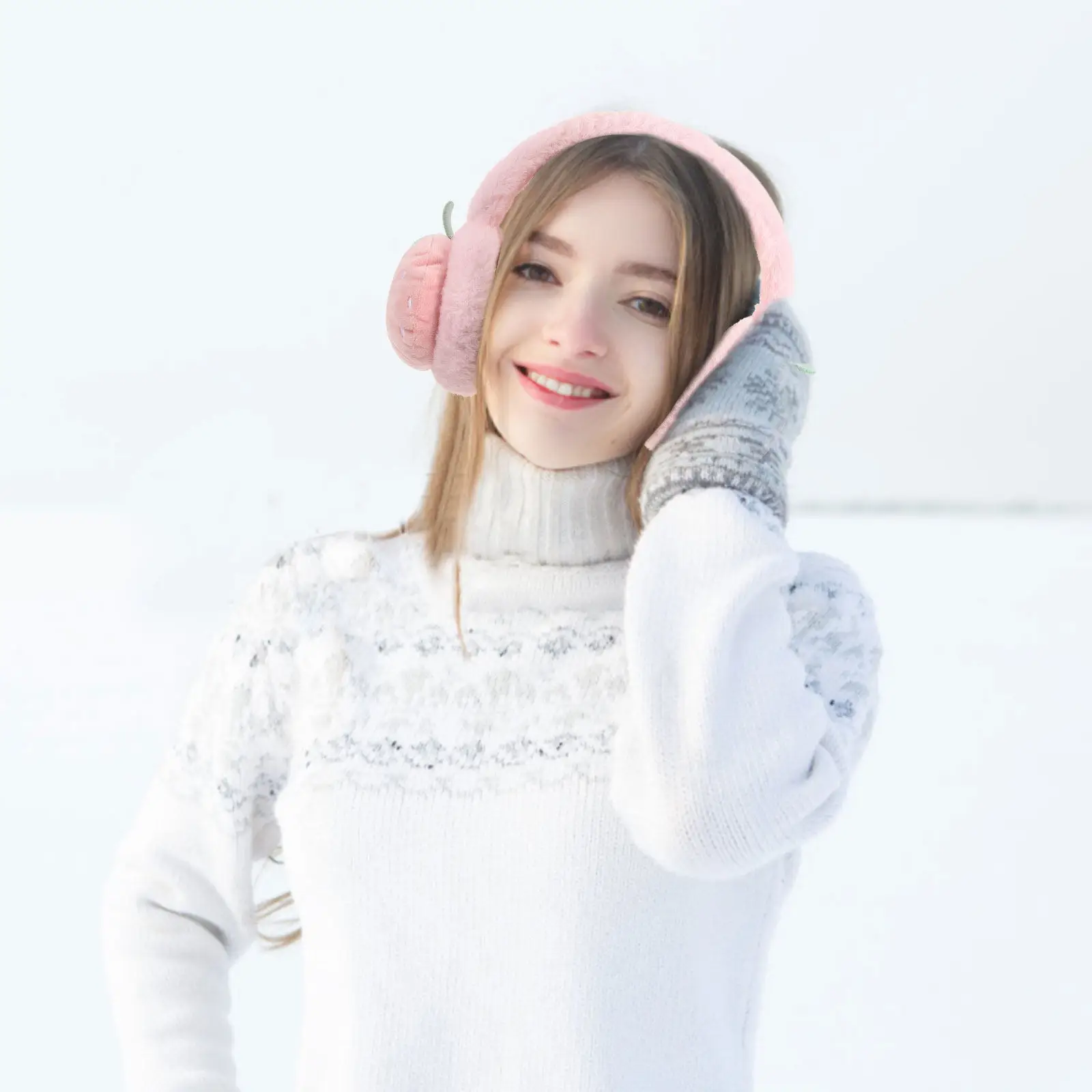 男性と女性のための折りたたみ式イチゴイヤーマフ,スキーぬいぐるみのヘッドバンド,屋外ウォーマー,冬