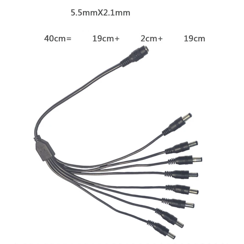 40cm DC5521 Power Cable 5.5x2.1mm Female to 5.5x2.1mm Male Connectors Splitter Wire Extension Cord for Monitors Routers