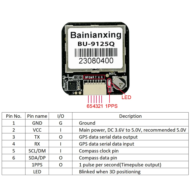 Bainianxing BU-9125Q Up to 25HZ UBX M9140 Flight Control GNSS Module  with Compass For Drones UAVs