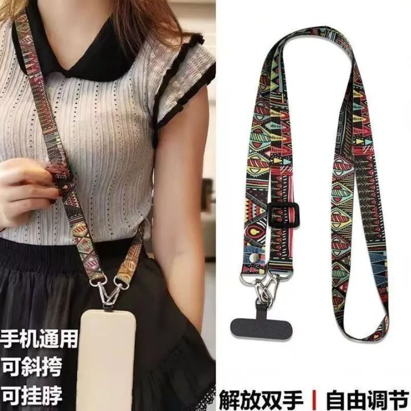 Cute Ethnic‑Style Phone Lanyard, Crossbody Strap, Phone Case Chain, Neck‑Hanging Strap, Anti‑Loss Phone Chain, Holiday Gift