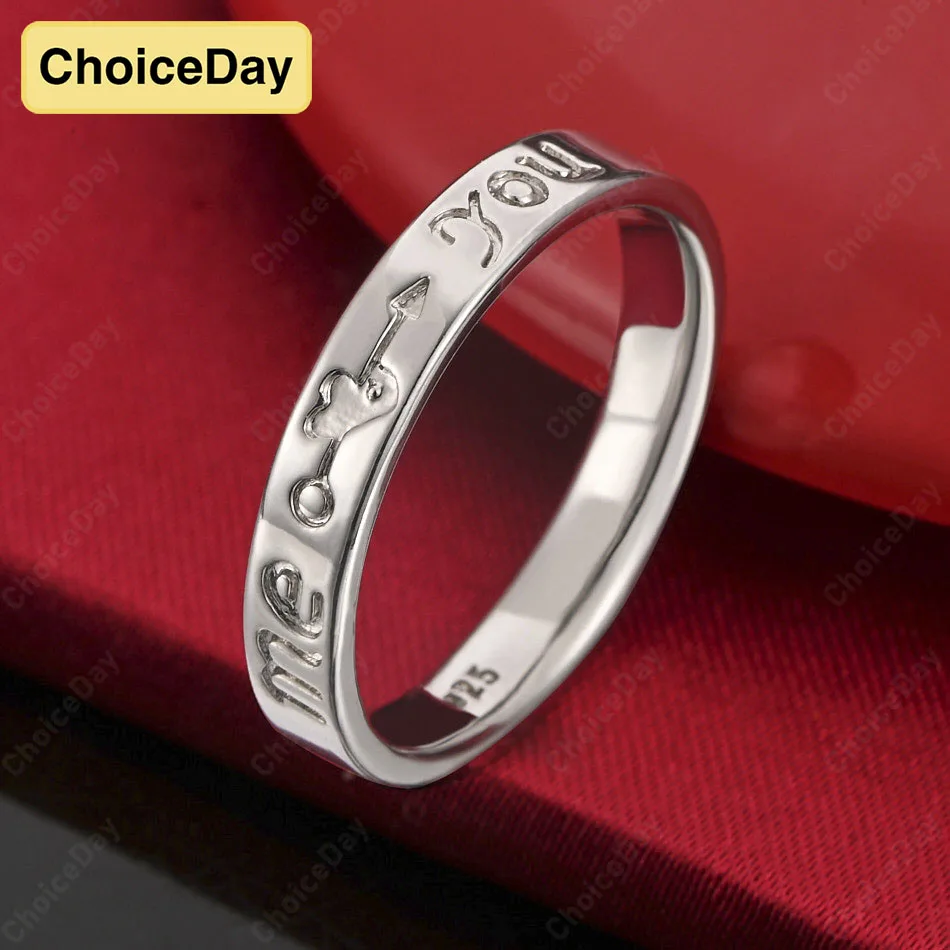 

ChoiceDay Elegant 925 Sterling Silver 7-10 Exquisite Letter Pattern Ring Women's Jewelry Accessories Gift Temperament Party