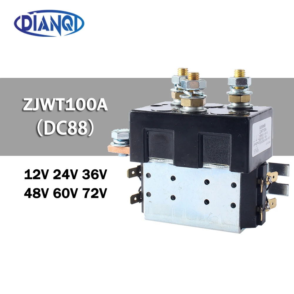 

DC88 2NO+2NC 12V 24V 36V 48V 60V 72V 100A Контактор постоянного тока ZJWT100A для двигателя вилочного погрузчика, чертеж, захват, автомобильная лебедка