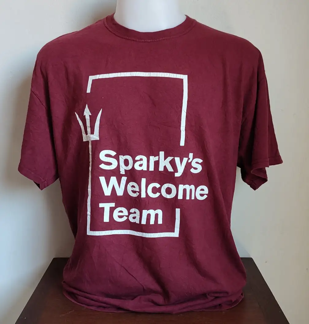 

Sparkys Welcome Team T Shirt Size XL Burgundy Used Condition 163