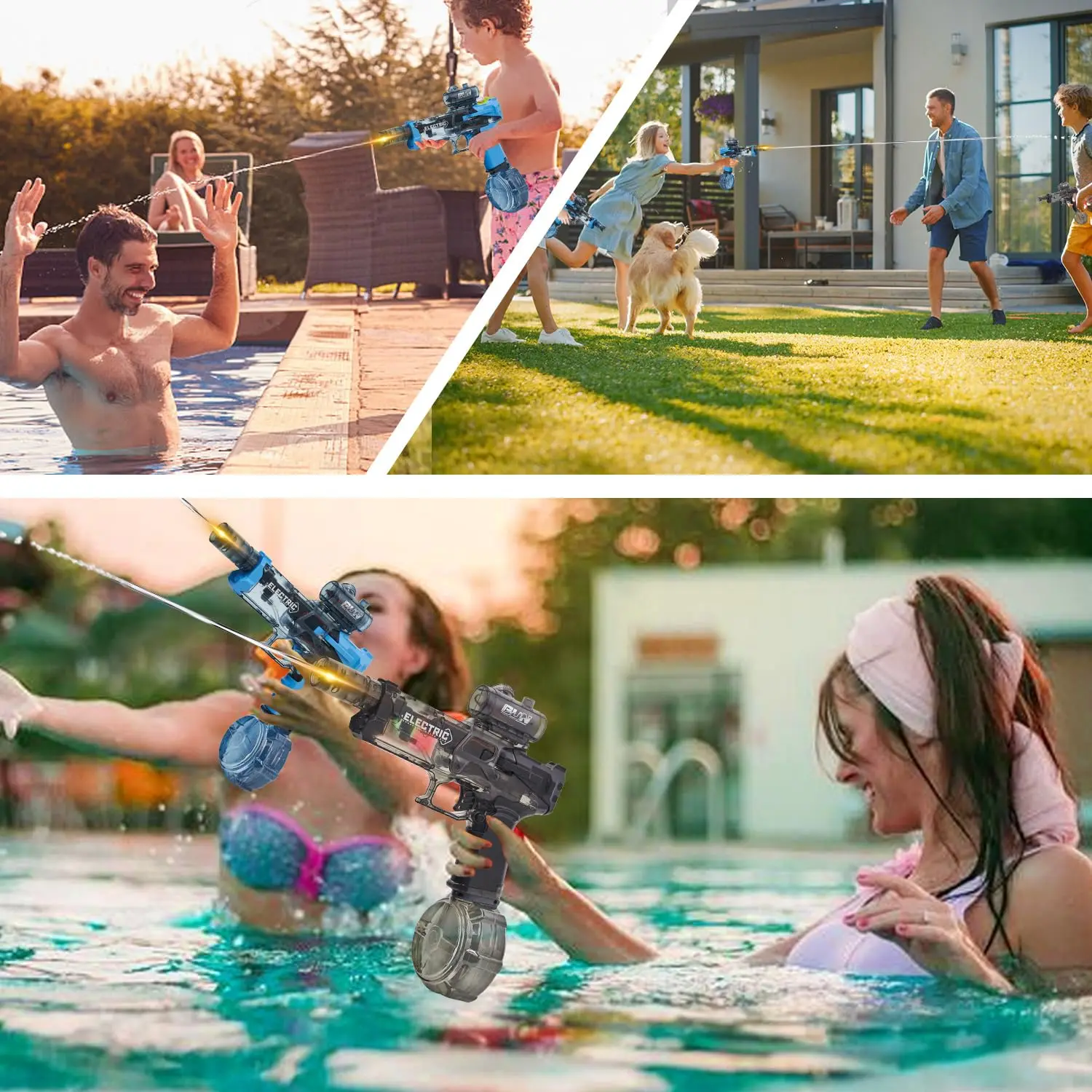 Pistola de água automática brinquedos com luz 2-em1 manual e elétrica pistola de água spray blaster praia piscina brinquedo para crianças meninos adultos presentes