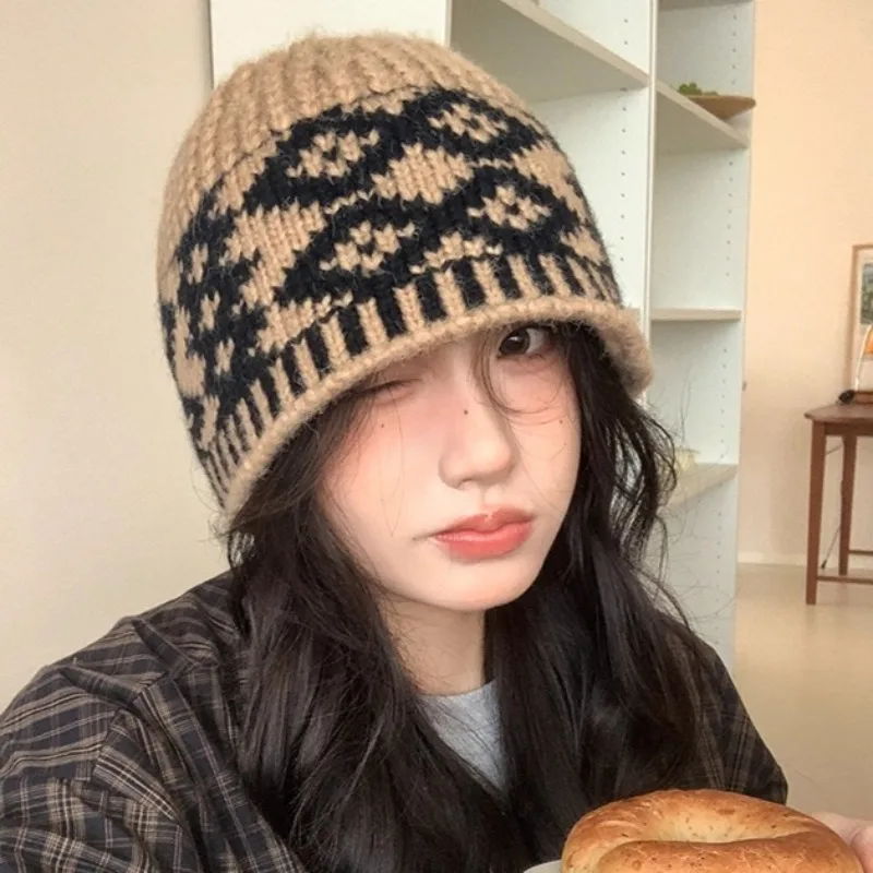 جديد الكورية يندبروف صياد قبعة Coldproof الدافئة قبعة صغيرة محبوكة مع حماية الأذن ريترو ستايل الخريف الشتاء قبعة للرجال النساء #5