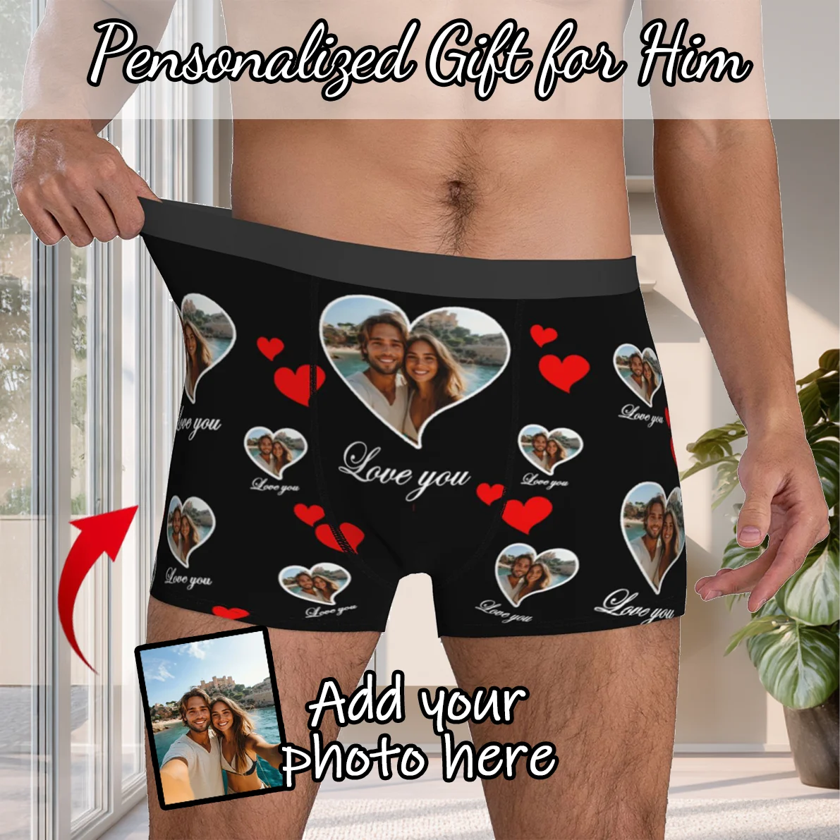 Personalized Face Photo Underwear Custom Boxer Briefs Custom Men Valentine's Day Gift For Husband Anniversary Gift for Dad