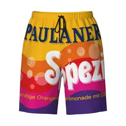 Sommer Gym Shorts Herren Paulaner Spezi Sports Deutschland Erfrischungsgetränk Bedruckte Strandshorts Lässige Schnelltrocknende Badehose Übergröße