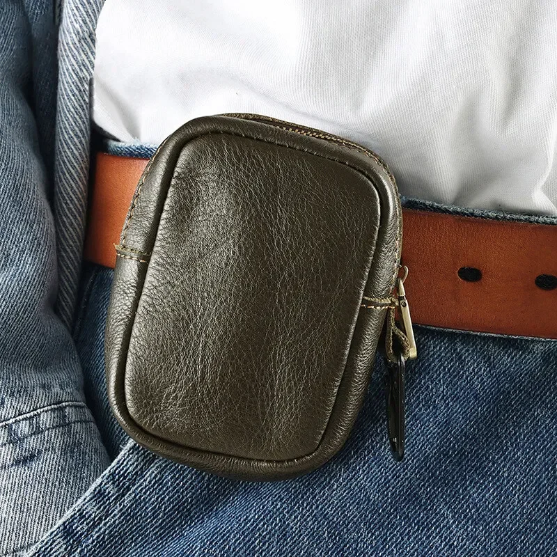 Echtes Leder Falten Gläser Herren Taille Tasche Tragen Gürtel Taille Hängen Münzfach Schlüssel Multifunktionale Lagerung Zipper Taschen