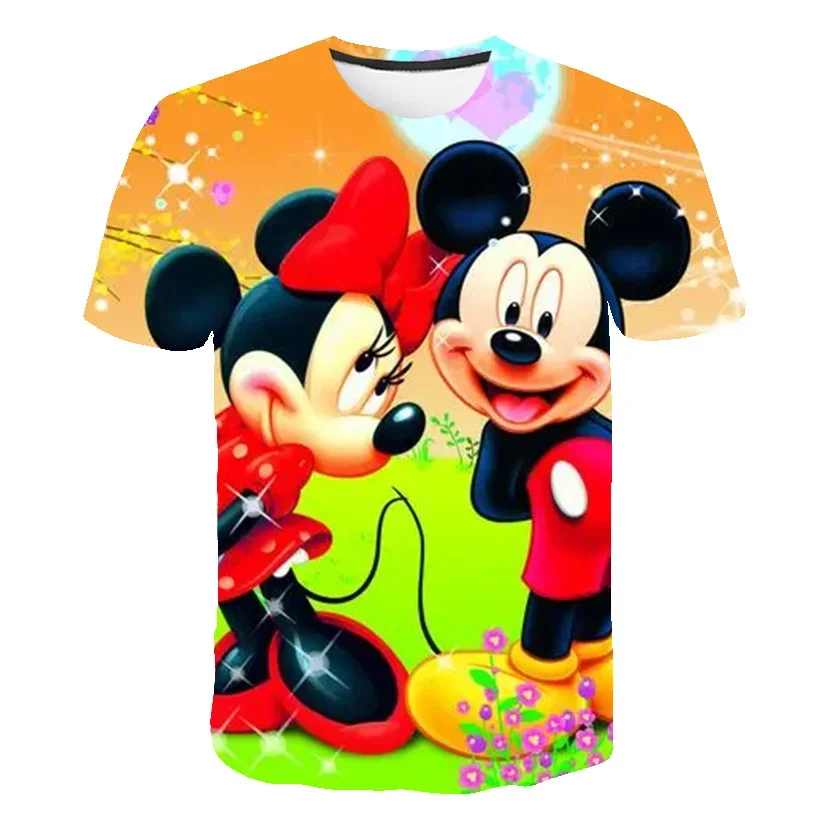 2024 letnie koszulki dla dzieci Disney Mickey Mouse z nadrukiem 3D dla chłopców dziewczynki koszulki z kreskówek koszulki Disney topy koszulki na co dzień