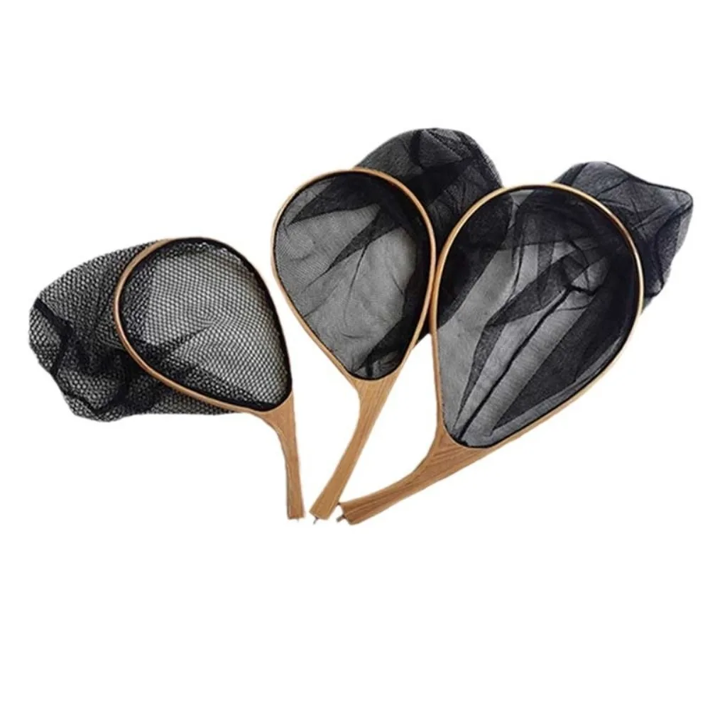 المحمولة الغراء المغلفة شبكة كاياك الصيد صافي معدات الصيد مقبض خشبي سمك السلمون المرقط الصيد شبكة الخشب شبكة صيد صغيرة صافي