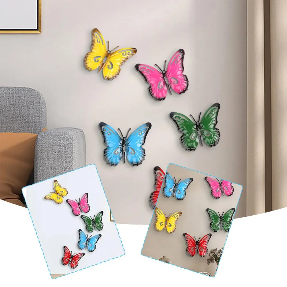 

5 Pack 3D Metal Hollow Butterfly Decoration Yard Fence Indoor And Garden Decoration Decor Outdoor X9G2