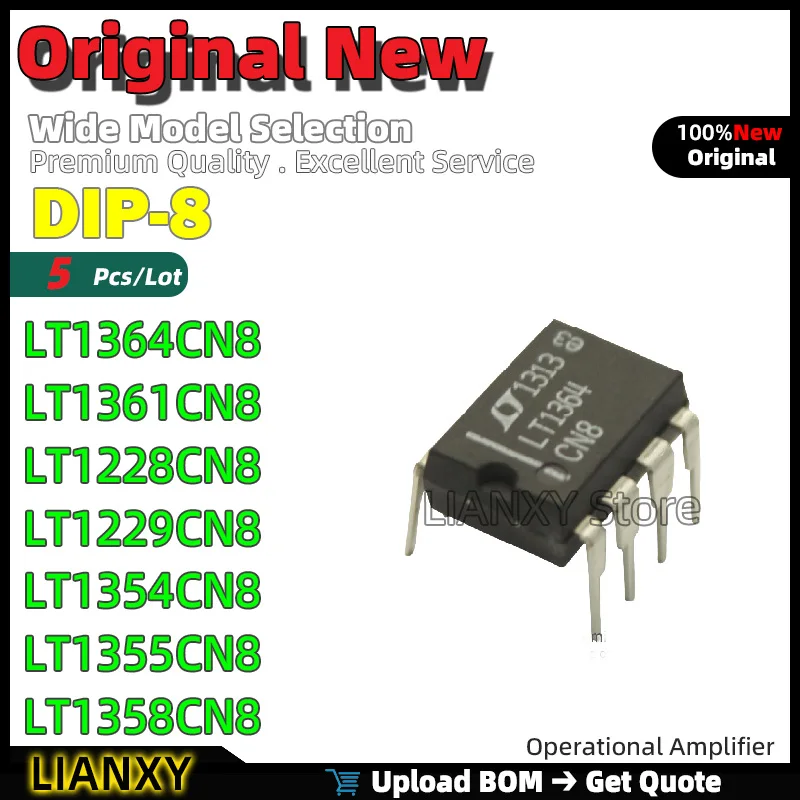 5 قطعة DIP-8 LT1364CN8 LT1361CN8 LT1228CN8 LT1229CN8 LT1354CN8 LT1355CN8 LT1358CN8 مضخم التشغيل جديد الأصلي