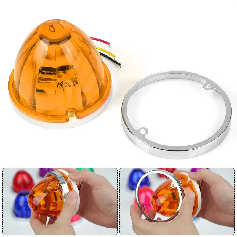 12V 24V Strobe Watermelon Light 4 inch LED Side Marker Light Turn Signal Underglow Wheel Lamp For Truck Trailer Tractor Lorry RV