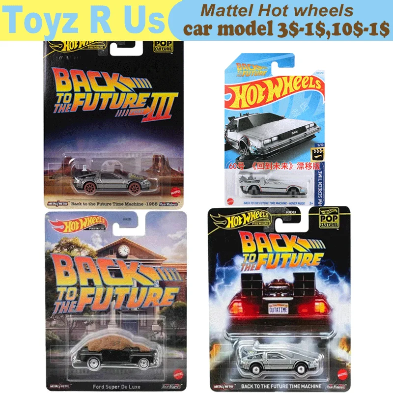 

Original Hot Wheels Car Back To The Future Time Machine Toys for Boys 1/64 Diecast Vehicles Ford Super De Luxe Alloy Model Gift