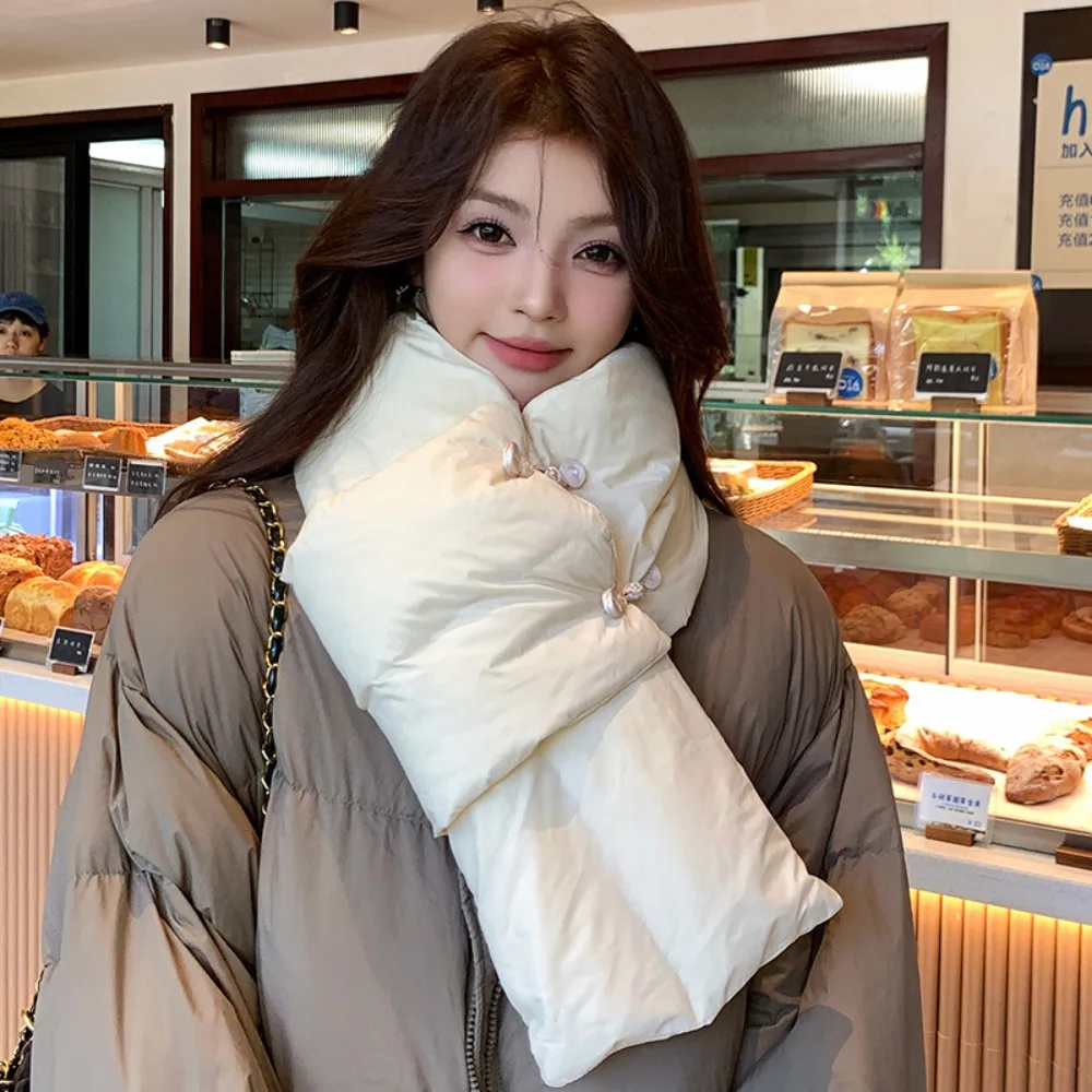 

Новый зимний шарф с пряжкой в национальном стиле, пуховый хлопковый ветрозащитный шарф с кольцом, мягкие утолщенные женские шарфы с крестообразным кольцом