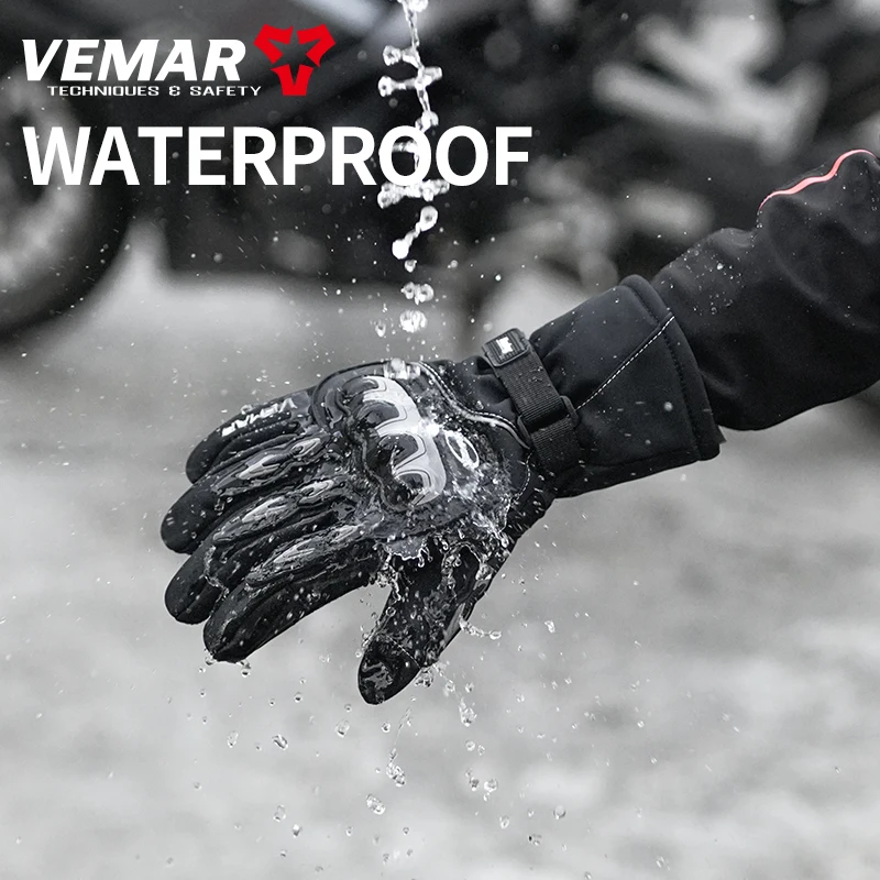 Autumn/Winter Waterproof Motorcycle Gloves – Keep Warm, Touch Screen Friendly, Ideal for Men's Motorbike & Motocross Riding