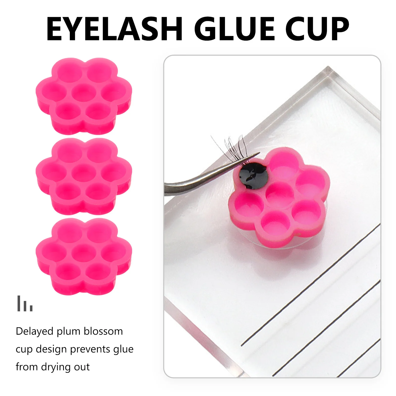 100 Stuks Wimper Lijm Cups Wegwerp Plastic Lash Extension Houder Voor Diy Schoonheidssalon Gebruik Bloemvormige Cup Wimper Extensions