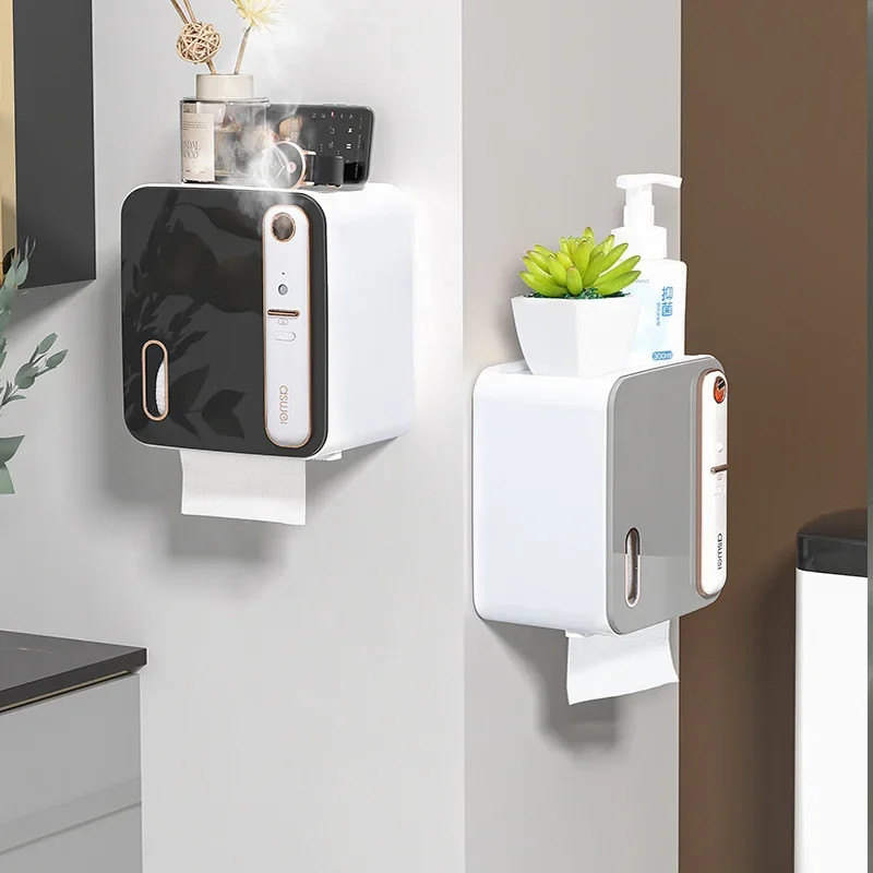 Intelligent aromatherapy toilet tissue box storage rack toilet paper toilet paper roll paper box without punching waterproof