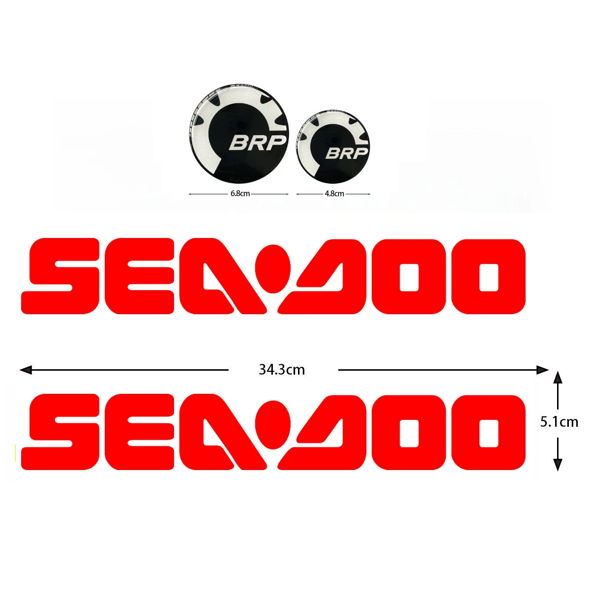 Jet-Ski-Aufkleber 68mm Epoxy-Emblem 48mm Abzeichen SEA-DOO Bootsaufkleber Vinyl-Dekal Zubehör RXP RXT GTI Spark GTX Für BRP SEADOO