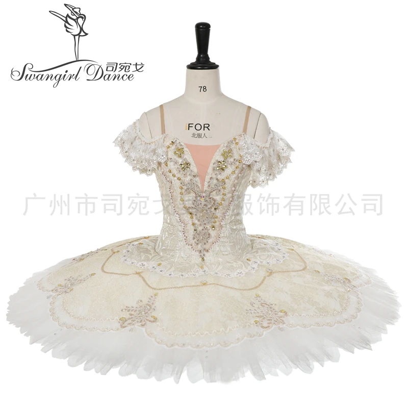 Cream White Paquita Variation Costum Made Professional Ballet Tutu Pancake Dance Costumes Tutu BT4176