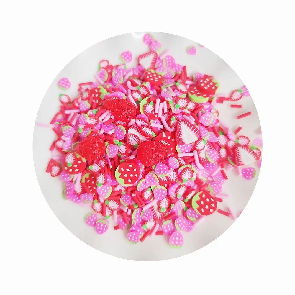 Valentines Strawberry Polymer Clay Slices Fruit Sprinkles With Resin Chamrs for Crafts DIY Making Nail Art Decorations Phone Dec