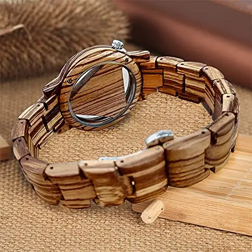 Brown Triangle Hollow Men's and Women's Wood Quartz Watch Fashion Business Street Fashion Accessories Wood Clock