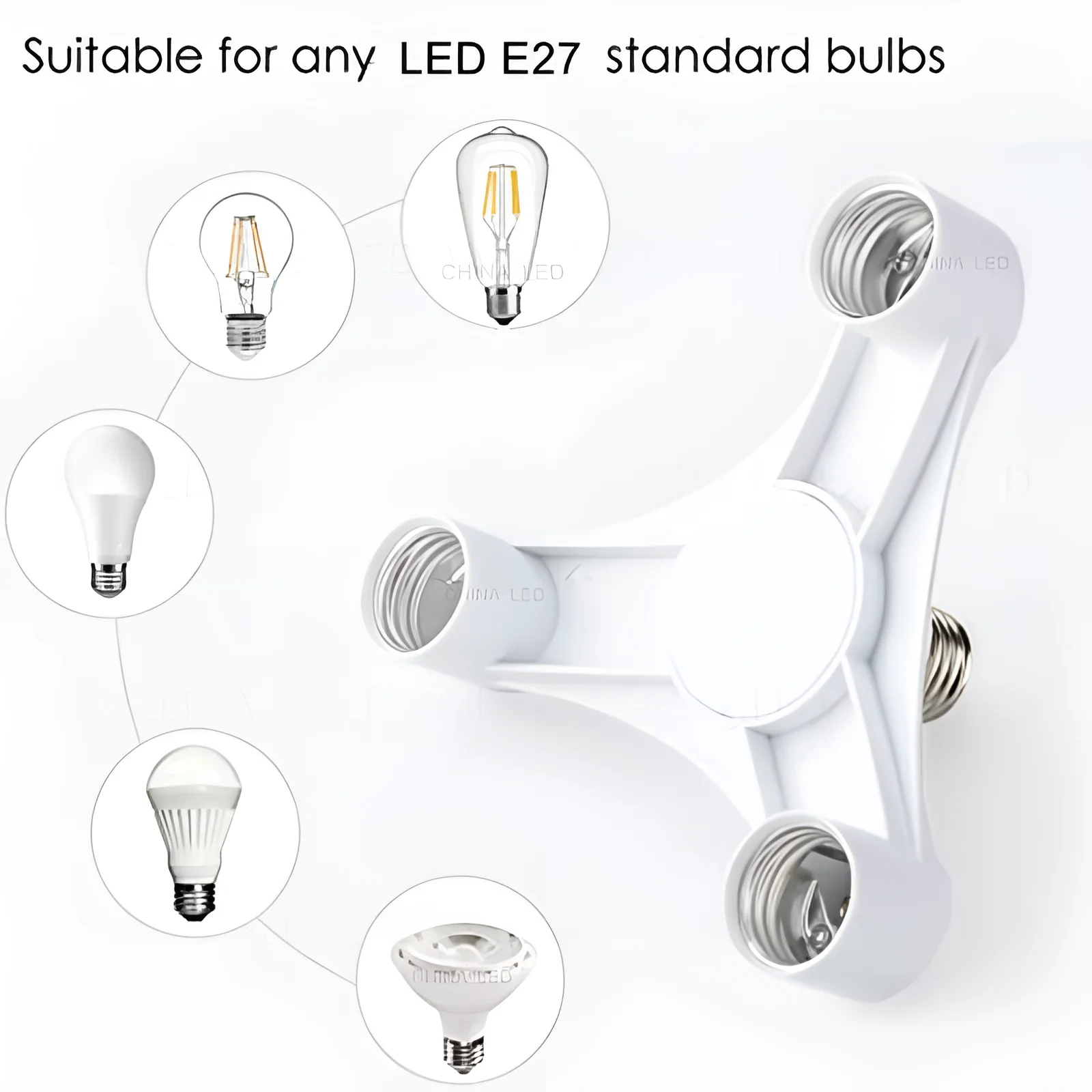 E27 to E27 LED Bulb Lamp Holder 2 in 1/3 in 1/4 in 1/5 in 1 E27 Base Socket Splitter LED Lamp Socket Light Bulb Adapter Holder