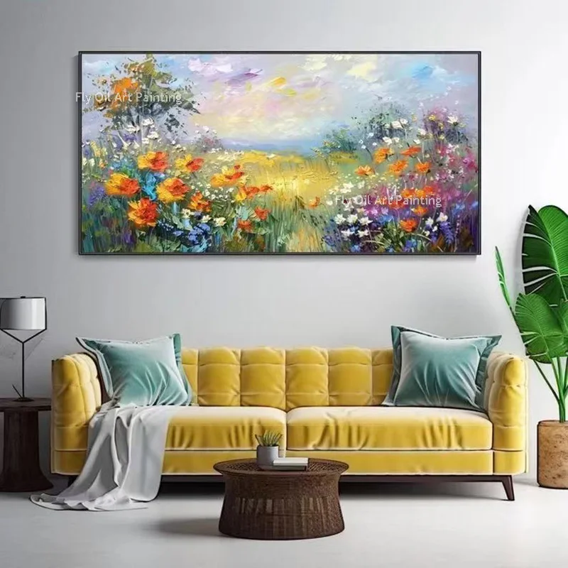 Hand Painted Colorful Tree Landscape Oil Painting On Canvas Modern Wall Art Picture Abstract Knife Flowers Paintings Home Decor
