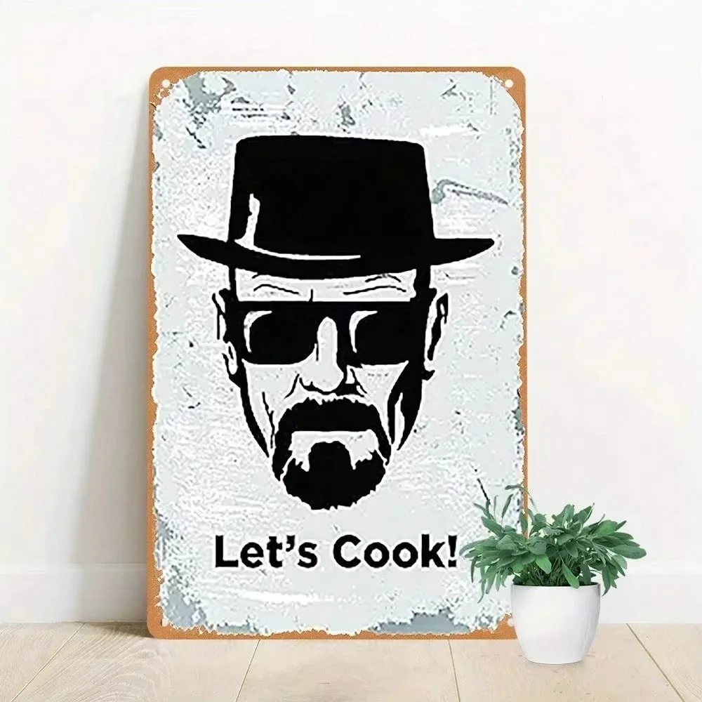 علامة CookNostalgia Heisenberg المعدنية العتيقة "دعونا نطخ!" ديكور مقاوم للماء للمطبخ/البار/غرفة النوم